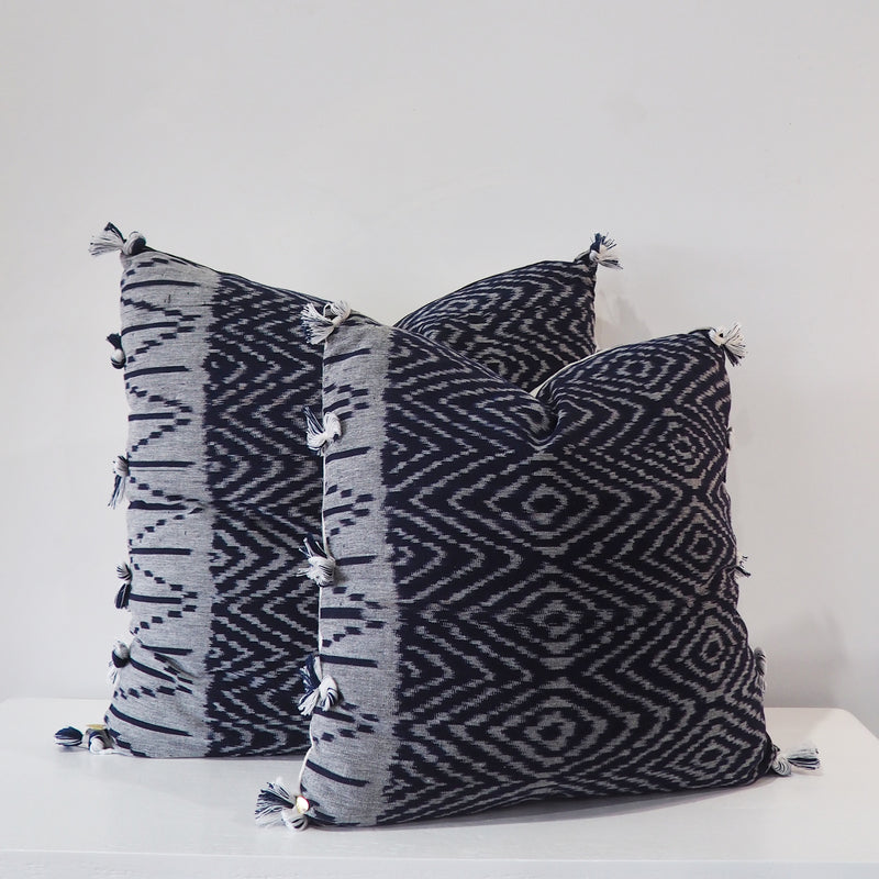 Limited Edition Ikat Cushion — Ink Grey - Empire Home
