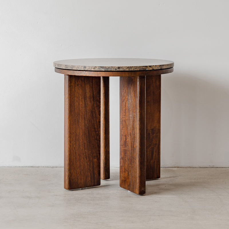 West Side Table — Rustic Walnut/Choc Marble - Empire Home