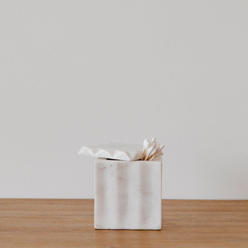 Silas Marble Canister — White - Empire Home