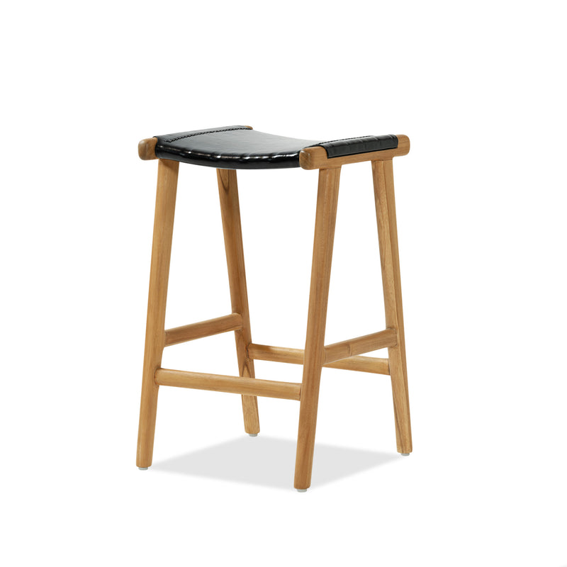 Jok Stool — Teak/Black Leather - Empire Home