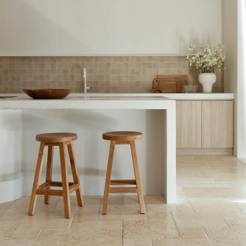 Kenyo Bar Stool Round — Raw - Empire Home