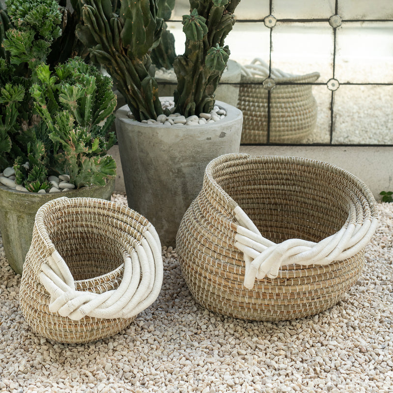 Mendong 5915 Basket — Natural/White - Empire Home