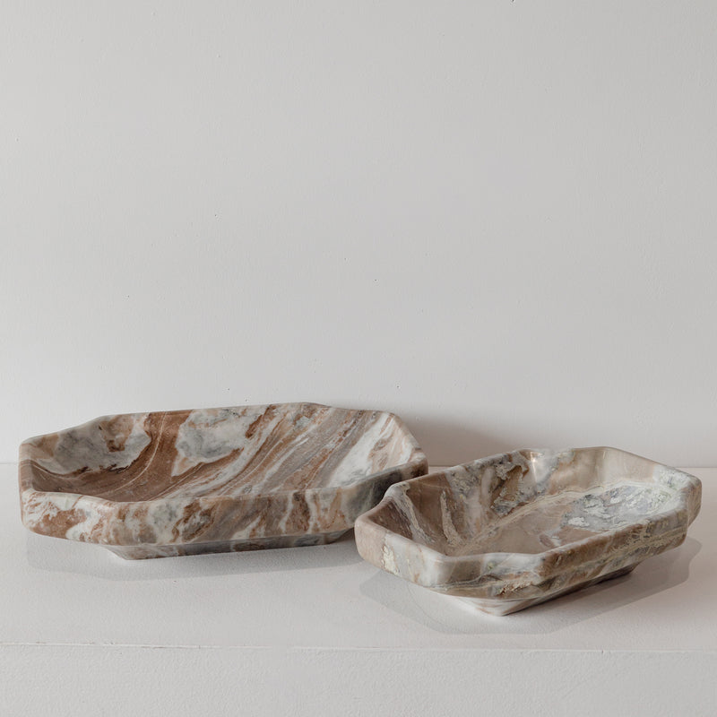 Suki Marble Octagon Bowl — Brown - Empire Home