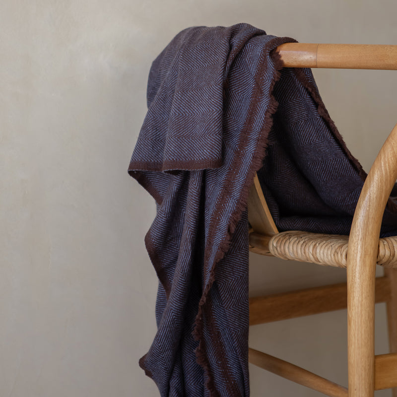 Zig Zag Woollen Throw — Chocolate - Empire Home