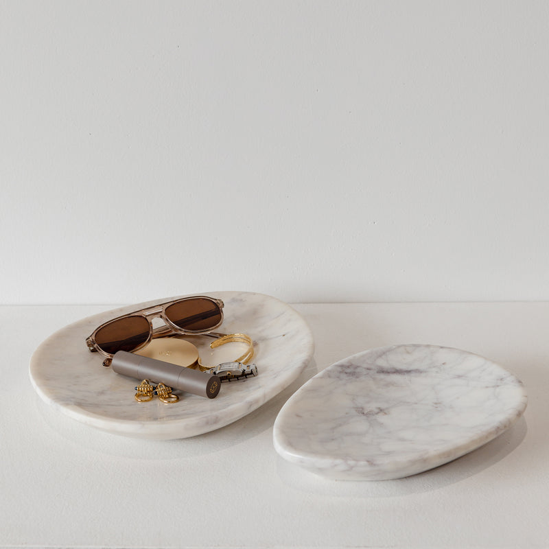 Talon Marble Asymmetrical Tray — White - Empire Home