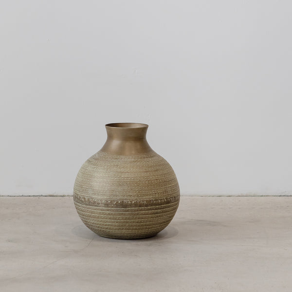 Beaten Ball Vase — Antique Green - Empire Home