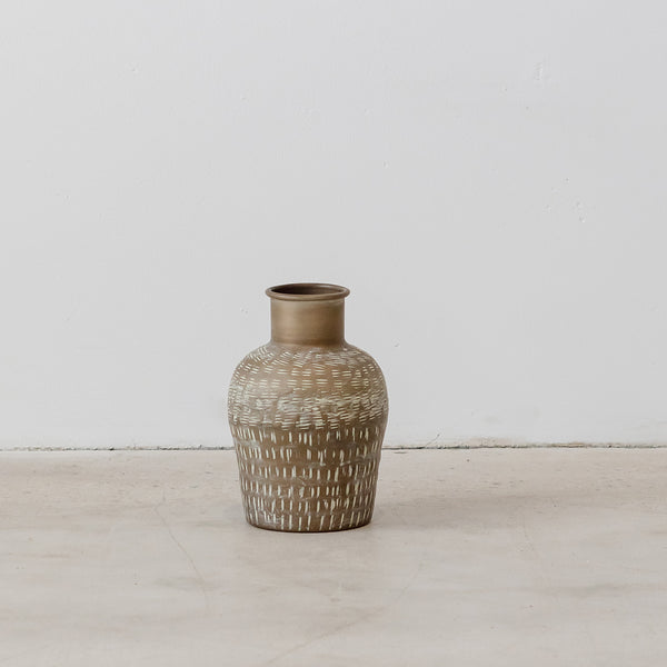 Beaten Urn Vase — Antique Green - Empire Home