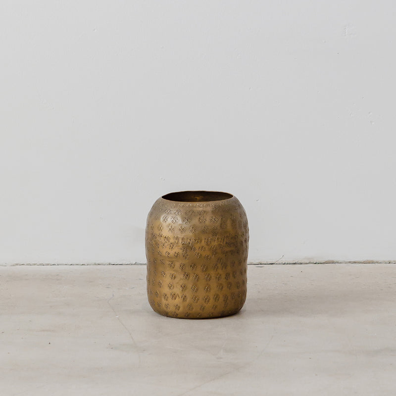 Beaten Wide Vase — Dark Brass - Empire Home