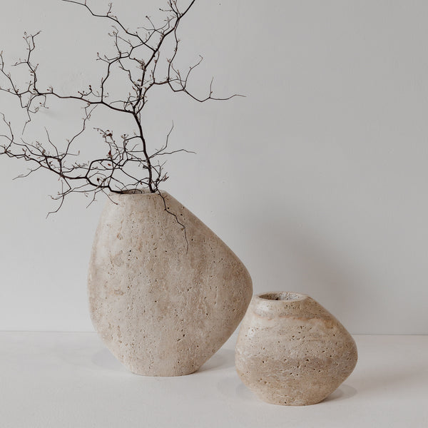 Hawk Vase — Natural Travertine - Empire Home