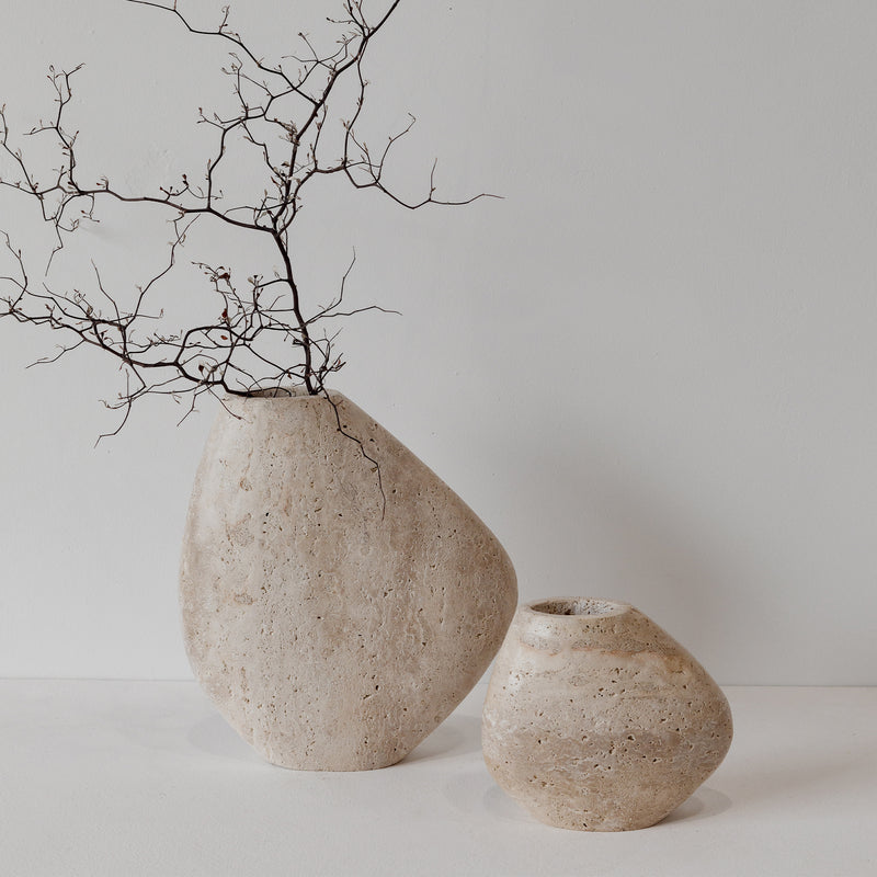 Hawk Vase — Natural Travertine - Empire Home