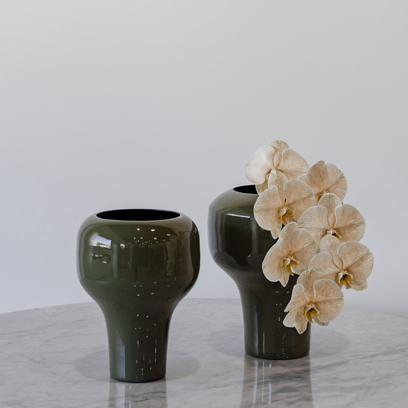 Dahlia Wide Vase — Olive - Empire Home