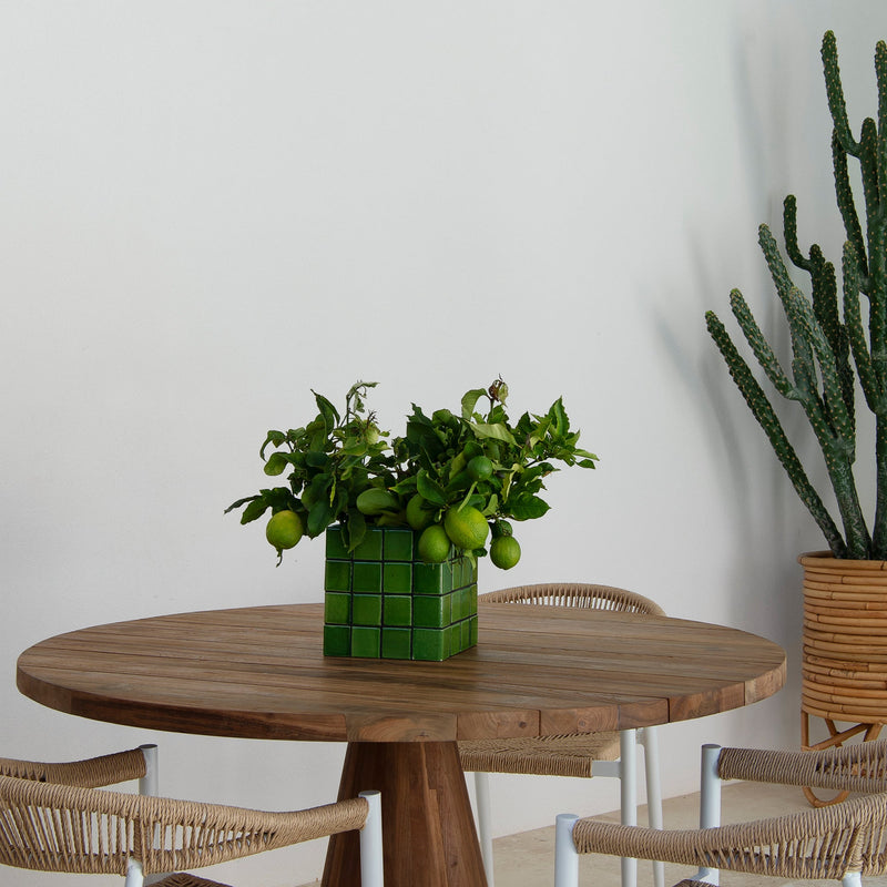 Valencia Square Vase — Green - Empire Home