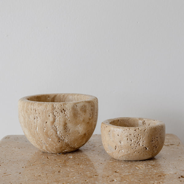 Marble Bowl — Beige Travertine - Empire Home