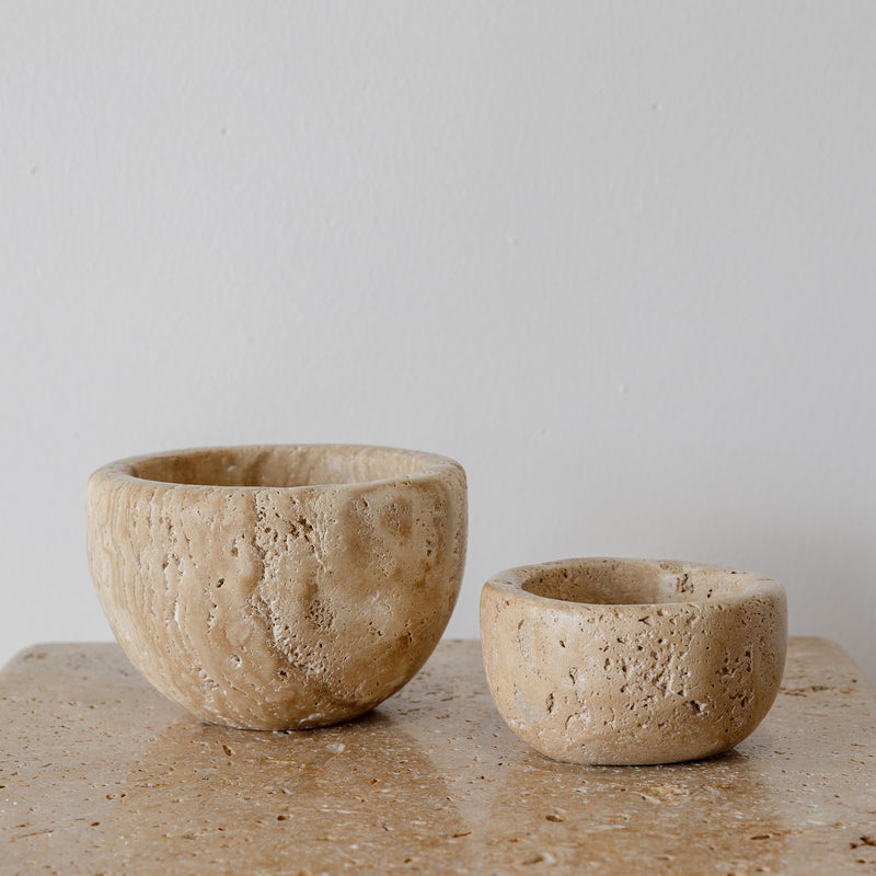 Marble Bowl — Beige Travertine - Empire Home