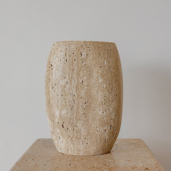 Marble Vase — Beige Travertine - Empire Home