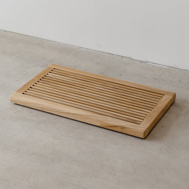 Teak Atelier Bath Mat — With Border - Empire Home