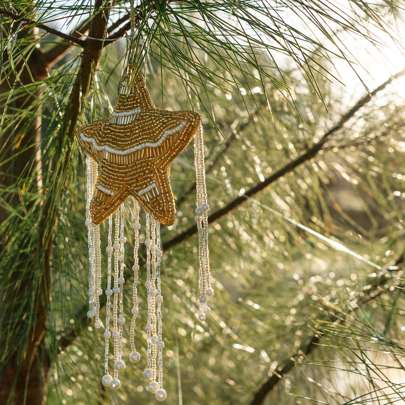 Hand Beaded Star — Gold - Empire Home