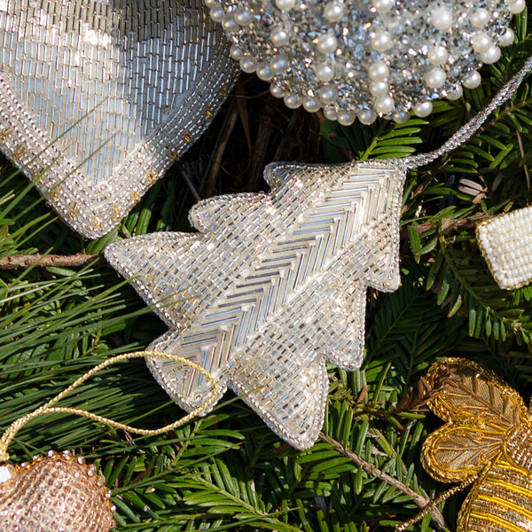 Hand Beaded Tree — Silver - Empire Home