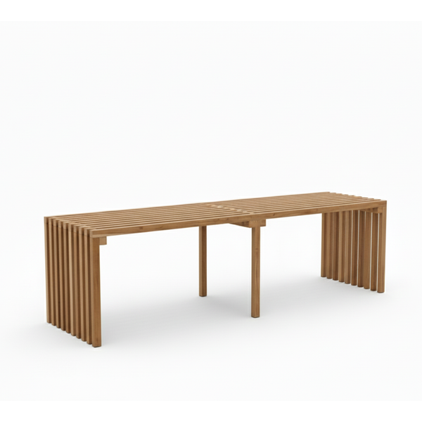 Teak Slatted Waterfall Bench — Raw - Empire Home
