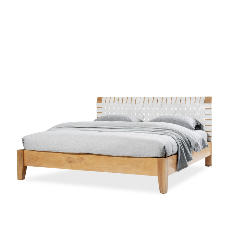 Amsterdam Bed — Natural Sealed/White Leather - Empire Home