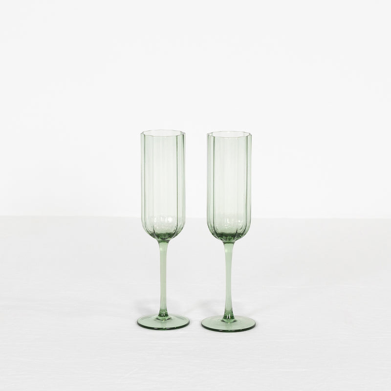 Sophia Champagne Flute — Green - Empire Home