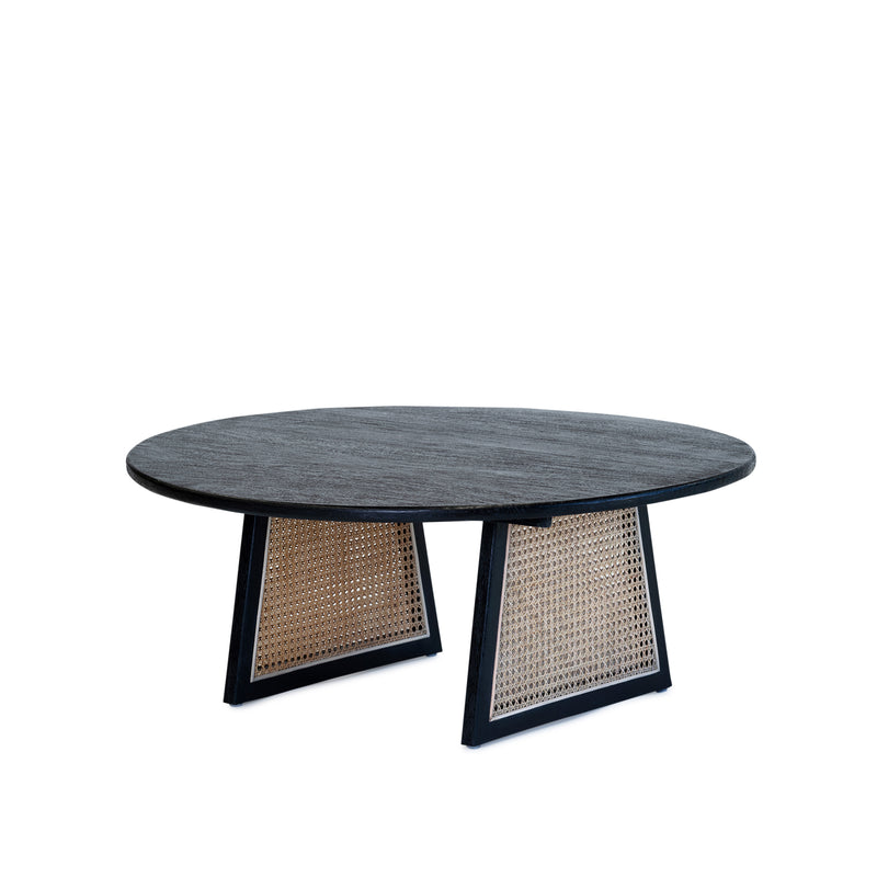 Birch Coffee Table — Black/Natural Rattan - Empire Home