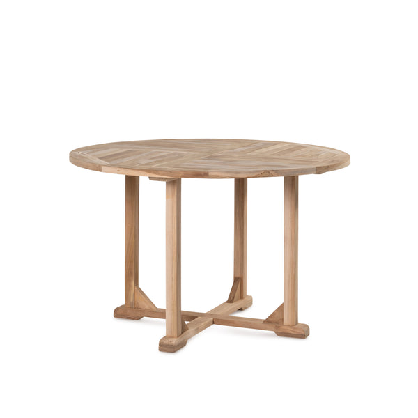 Teak Slatted Dining Table — Round - Empire Home