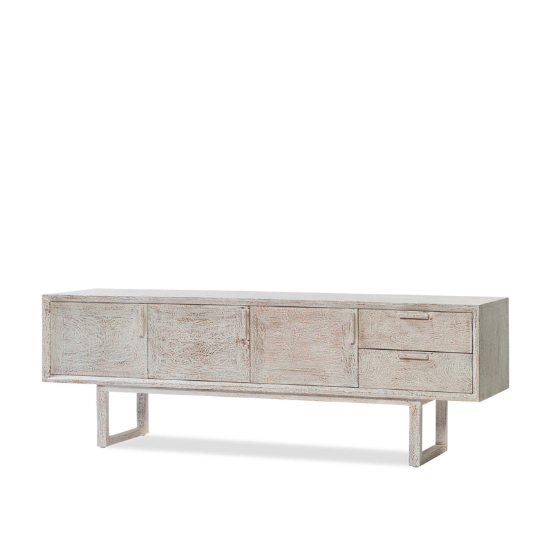 Enzo Entertainment Unit — Old Rustic White Wash - Empire Home