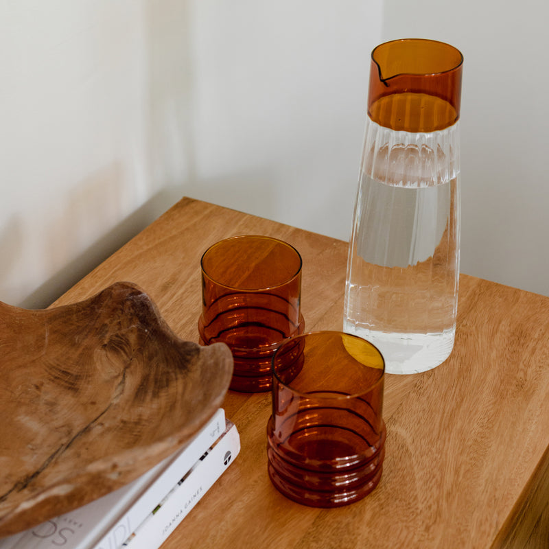 Lucia Ribbed Carafe — Amber - Empire Home