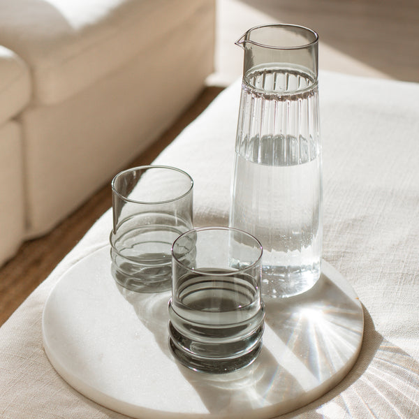 Lucia Ribbed Carafe — Grey - Empire Home